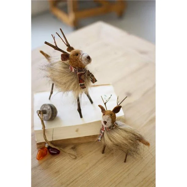 Kalalou CHB2202 Felt Christmas Deer Set of 2