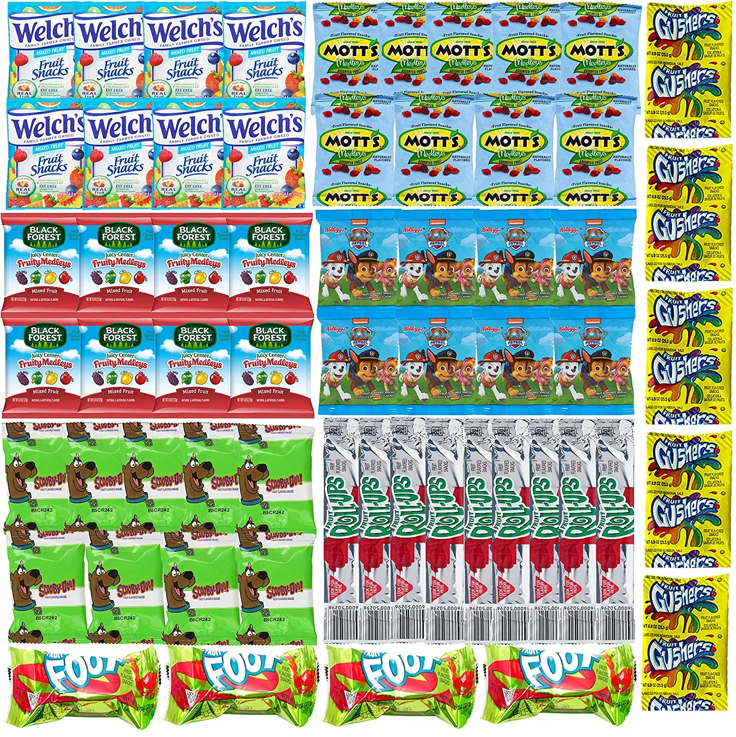 Assorted Candy Variety Pack – Bulk Fruit Snacks for Kids – Halloween Candy Includes Gushers, Fruit Roll Up, Fruit By the Foot, Welch’s, Mott’s, Scooby Doo, Black Forest and Paw Patrol (60 Count)