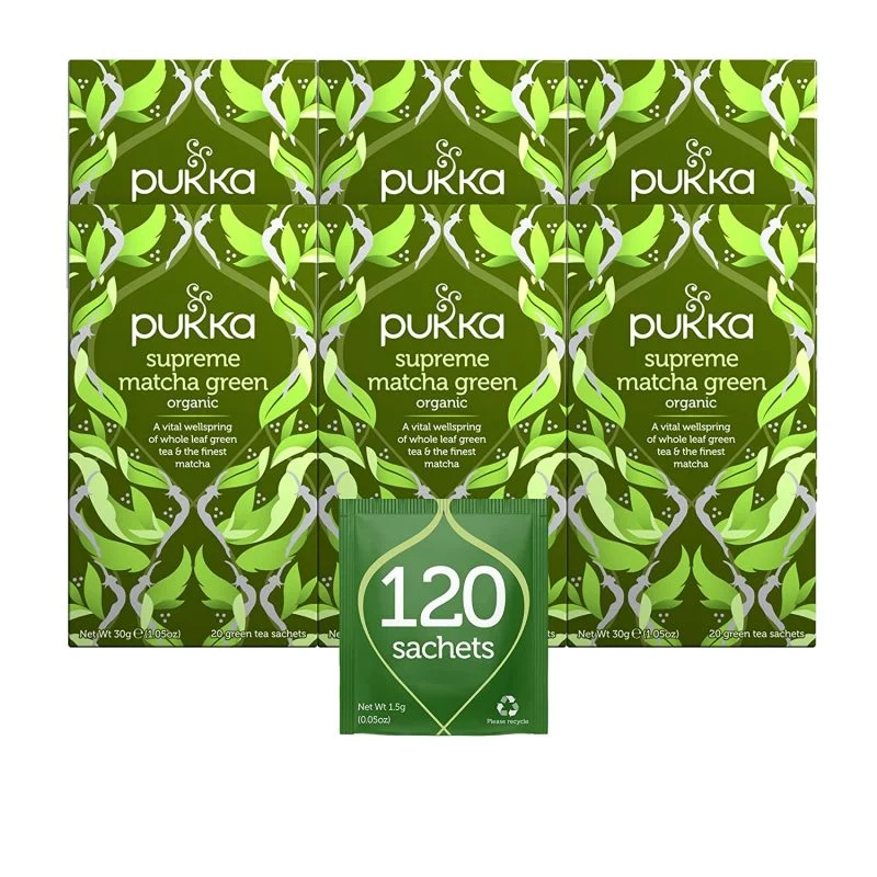 Pukka Supreme Matcha Green, Organic Herbal Green Tea, 20 Count, Pack of 6