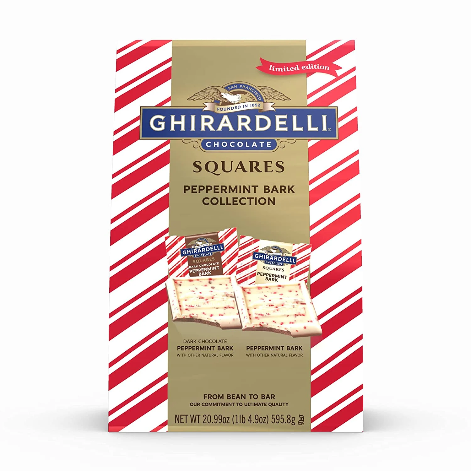 GHIRARDELLI Chocolate Squares, Peppermint Bark Assorted Chocolates, 20.99 OZ Bag