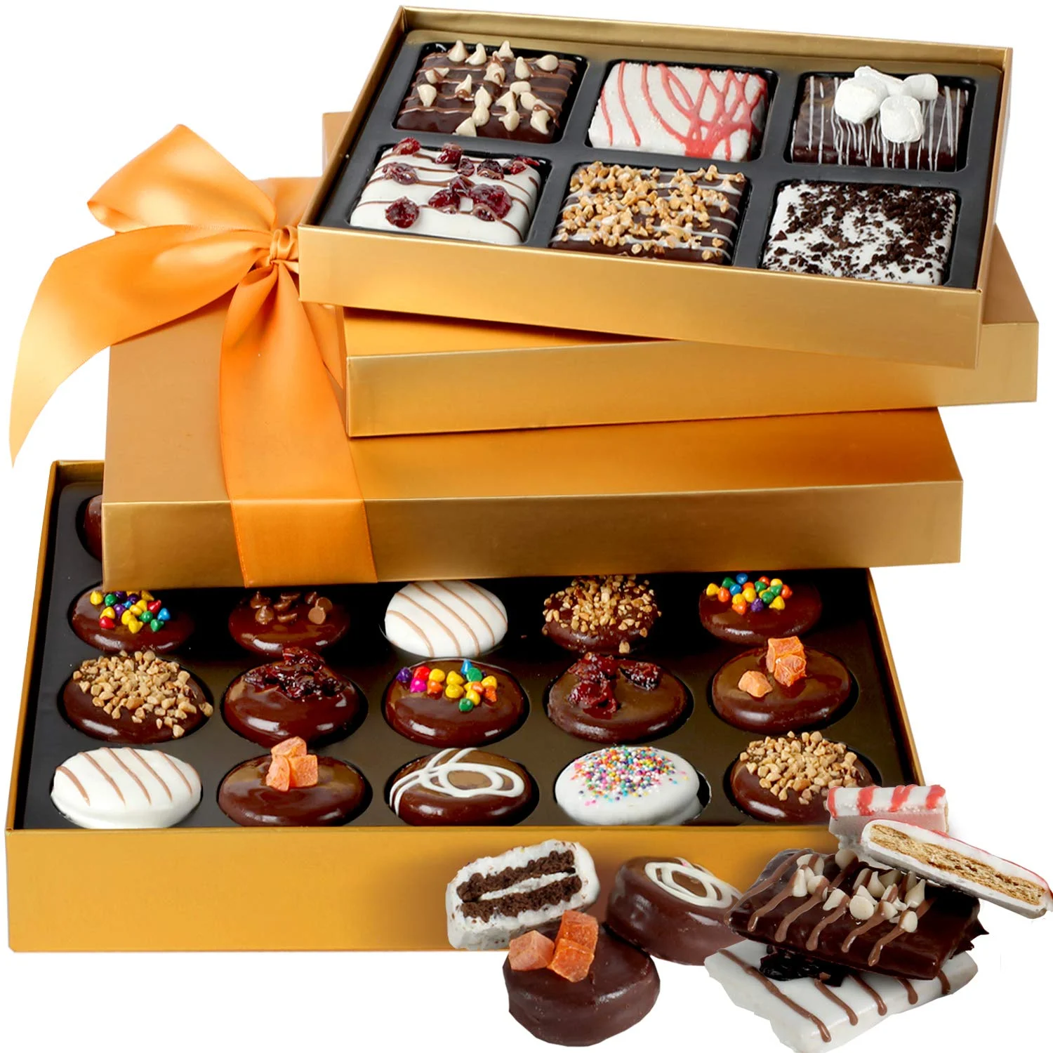 Hazel & Creme Chocolate Tower Gift Basket – Chocolate Covered Cookies & Chocolate Covered Graham Cracker