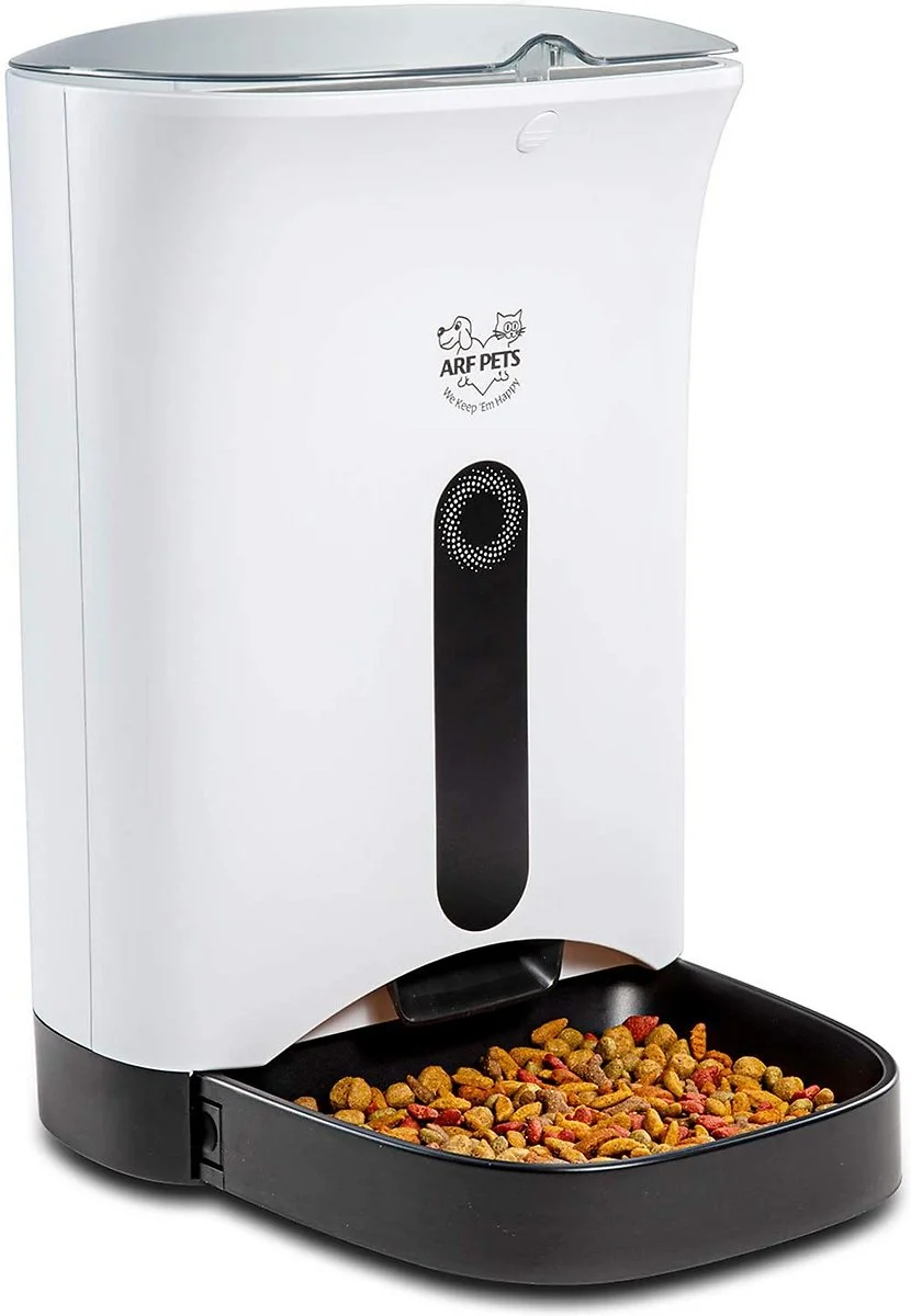 Arf Pets Automatic Pet Feeder Food Dispenser for Dogs, Cats & Small Animals – Features Distribution Alarms, Portion Control & Voice Recording – Timer Programmable Up to 4 Meals a Day