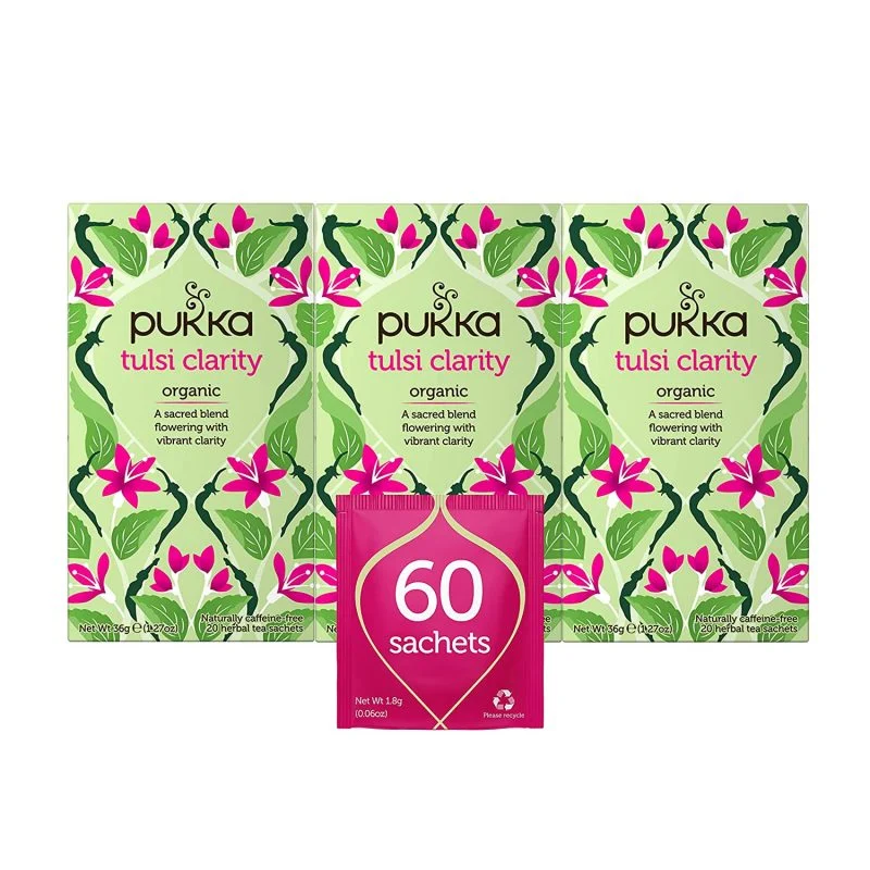 Pukka Tulsi Clarity, Organic Herbal Tea, 3 Pack, 60 Tea Bags