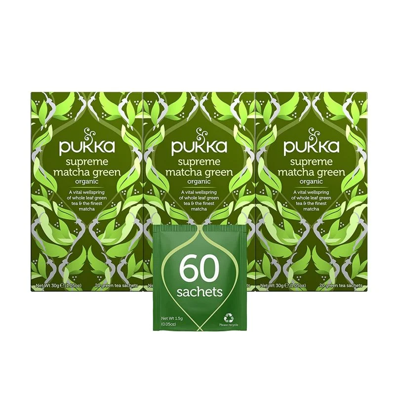 Pukka Supreme Matcha Green, Oothu, Sencha & Suio Gang, 20 Count, Pack of 3
