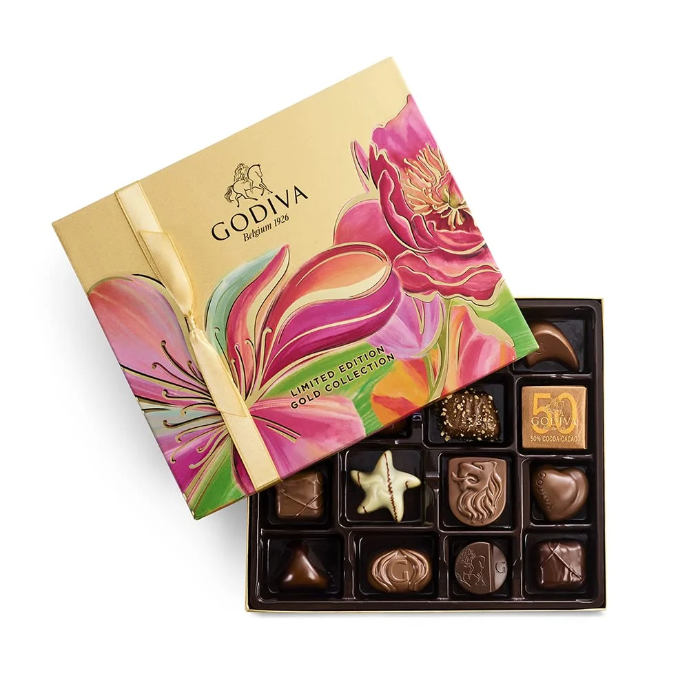 Godiva Chocolatier Spring Gift Box – Assorted Raspberry, Caramel, Dark, Milk and White Chocolate