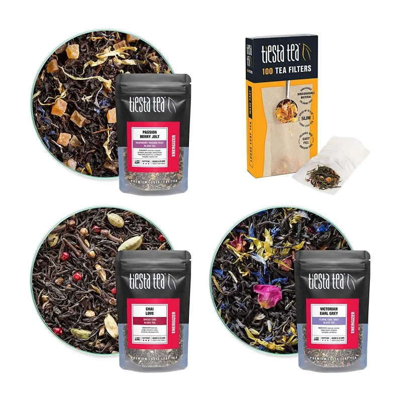 Tiesta Tea Loose Leaf Black Tea Gift Set, 4 Piece Set