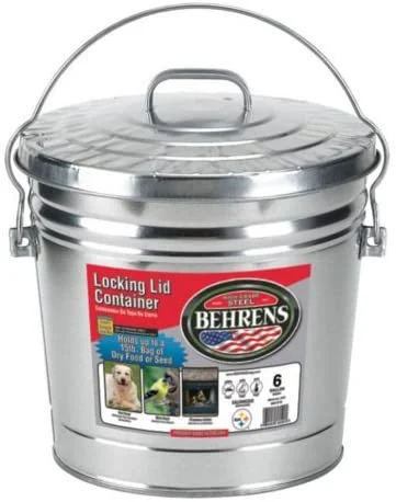Behrens Rust-Proof Steel Locking Lid Trash Can, 6 Gallon