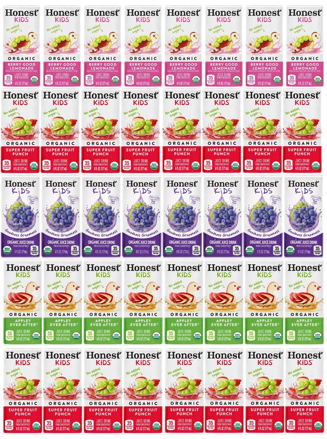 Sanisco Honest Kids Organic Juice Drink Assorted Variety Pack, 6 Fl Oz, (40 Count)