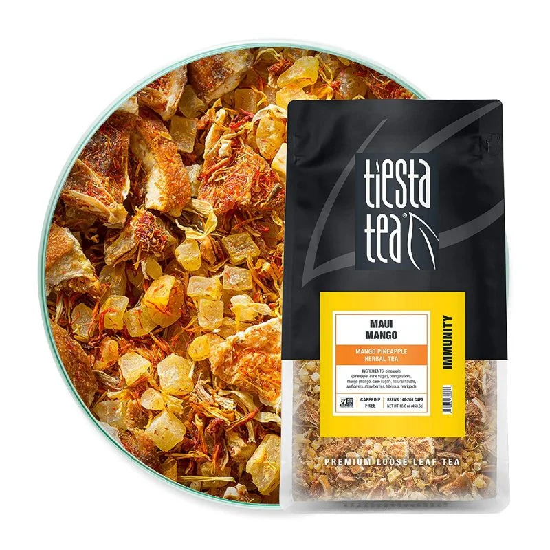 Tiesta Tea, Maui Mango, Loose Leaf Mango Pineapple Herbal Tea, 16 oz Bulk Bag