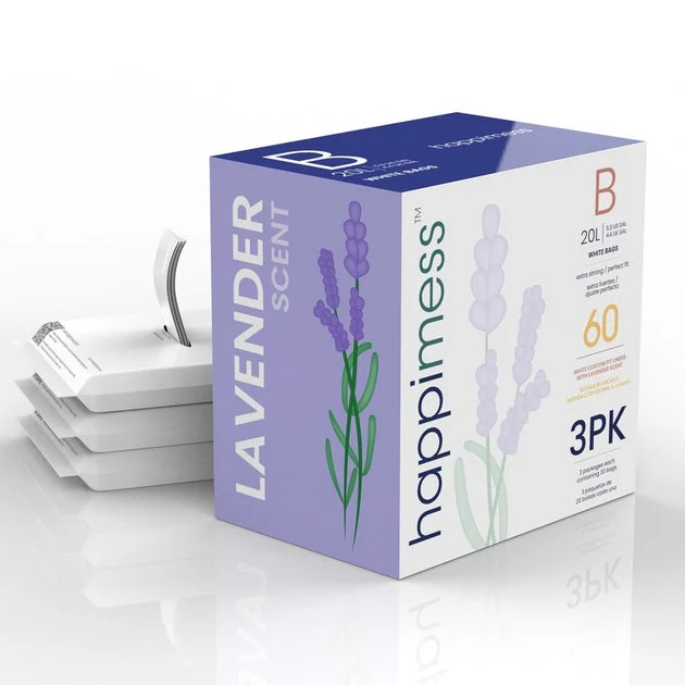 5.3-Gallon Lavender-Scented Drawstring Trash Can Liners (60-Count 3-Packs of 20 Liners) - White