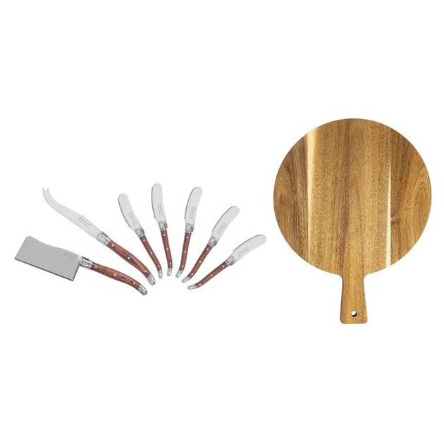 Cheese Set Laguiole 8 Piece Multicolored Stainless Steel/Pakkawood/Acacia Wood
