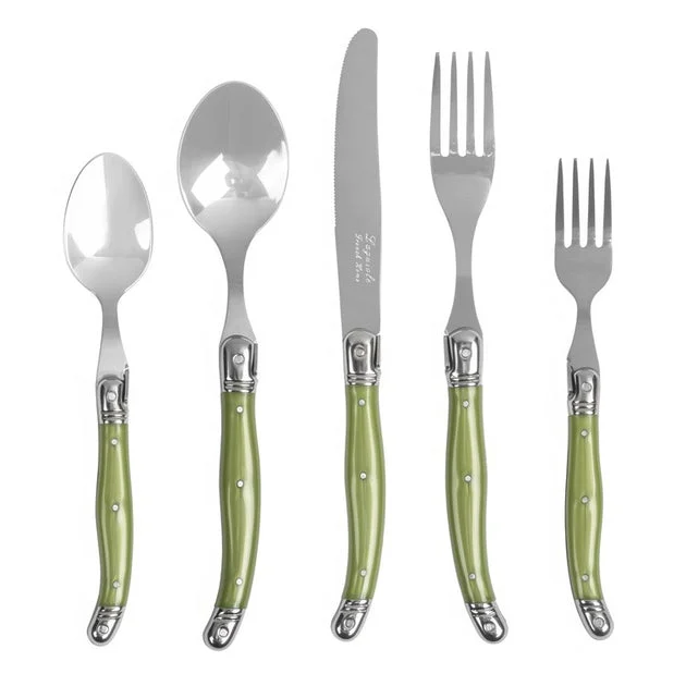 Laguiole 20-Piece Stainless Steel Flatware Set (Service for 4) - Spring Green