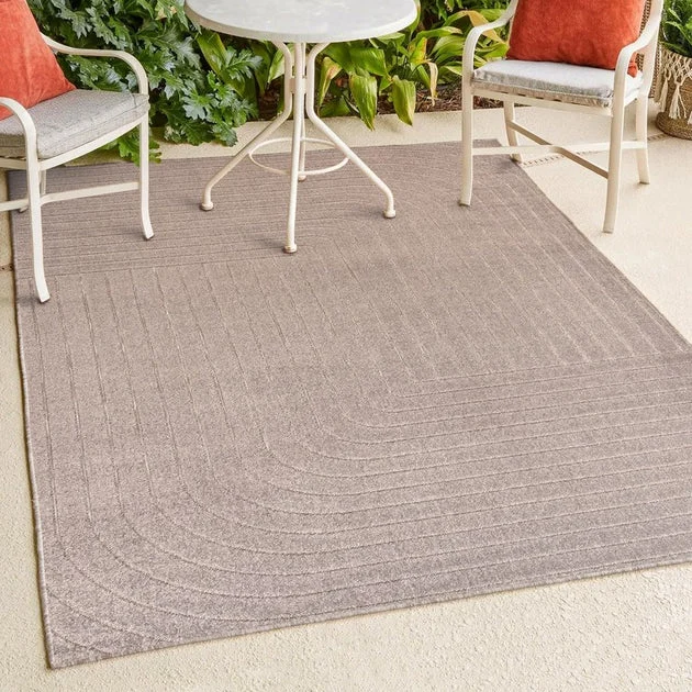 Odense High-Low Minimalist Angle Geometric 3' x 5' Indoor/Outdoor Area Rug - Light Taupe