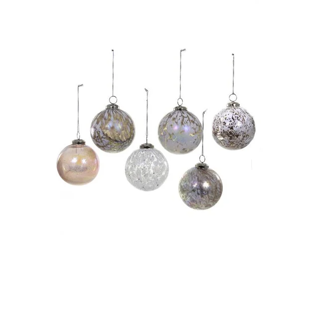 Large Mottled Glass Ornaments Set of 6