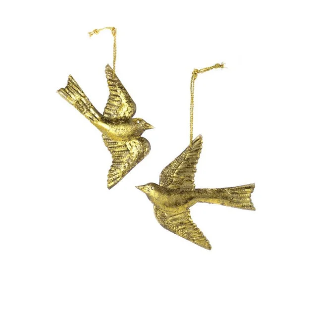 Gilded Swallow Ornaments Set of 2 - Gold