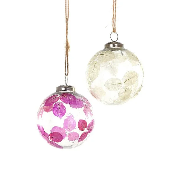 Frozen Blossom Baubles Set of 2