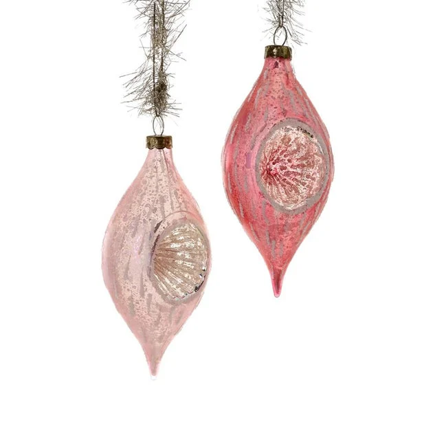 Victorian Ornaments with Indents Set of 2 - Pink