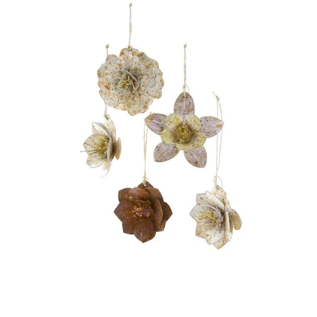 Medium Tin Flowers Set of 5
