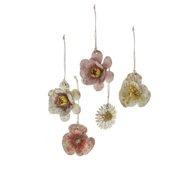 Small Tin Flowers Set of 5