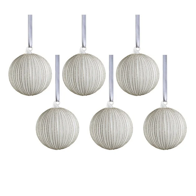 Glittering Elegance Glass Ball Ornaments Set of 6