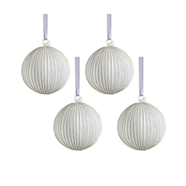 Glittering Elegance 4.75" Glass Ball Ornaments Set of 4