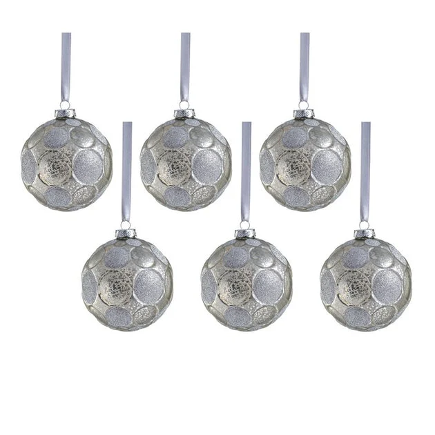 Serenity Matte Frosted Glass Ball Ornaments Set of 6
