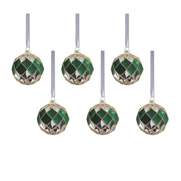 Messina Verde Glass Ornaments Set of 6