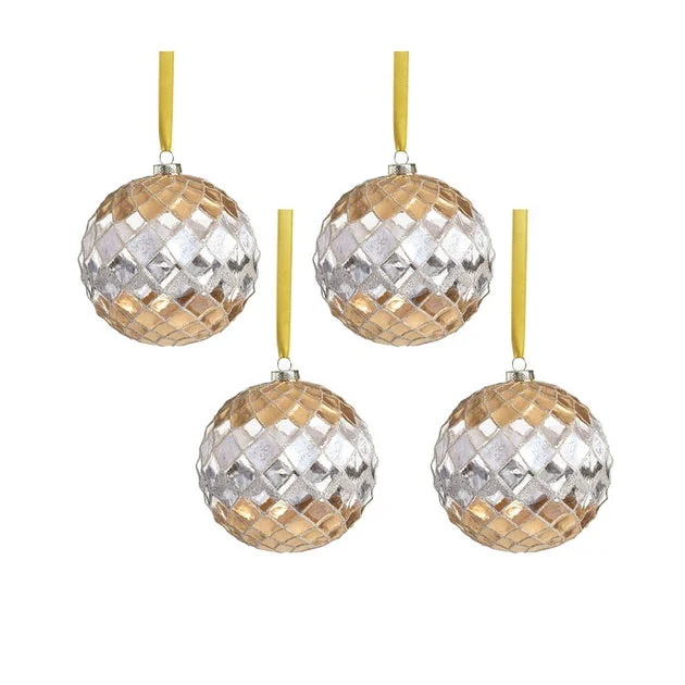 Astral Harlequin 4.75" Glass Ball Ornaments Set of 4