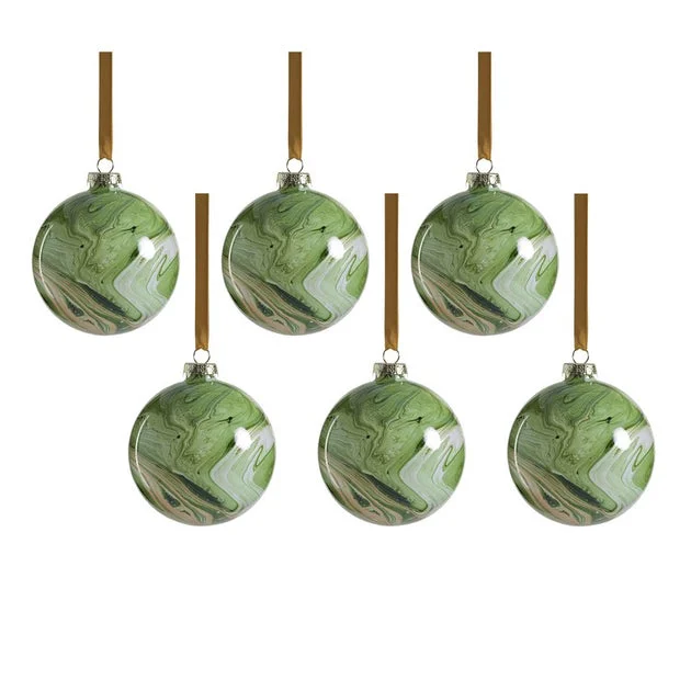 Luster Watercolor Effect Glass Ornaments Set of 6