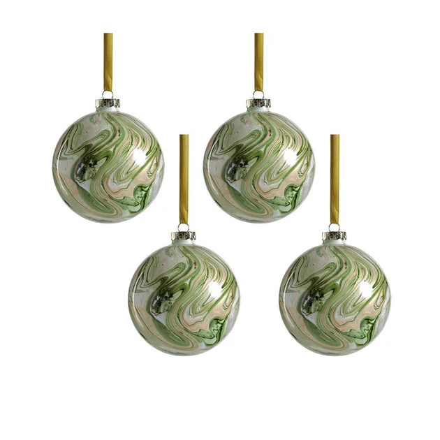 Luster Watercolor Effect 4.75" Glass Ball Ornaments Set of 4