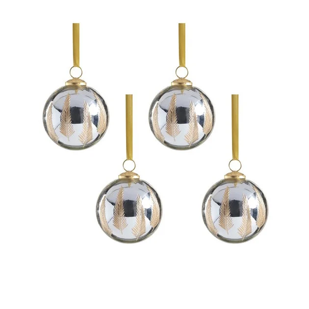 Lyam Goldleaf Mirrored Glass Ball Ornaments Set of 4