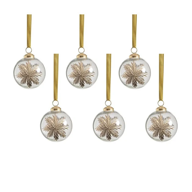 Ezio 3" Golden Glimmer Glass Ball Ornaments Set of 6