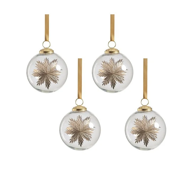 Ezio Golden Glimmer Glass Ball Ornaments Set of 4