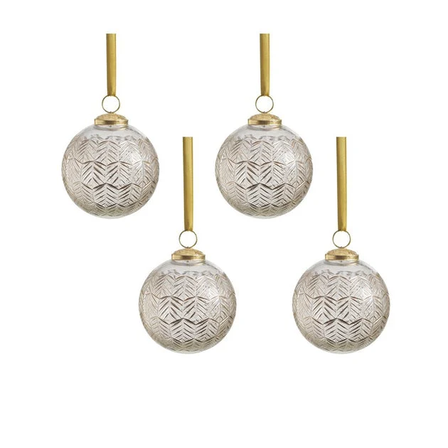 Krona Golden Echoes Pattern Glass Ornaments Set of 4