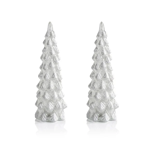 Mireille LED Snow Tabletop Trees Set of 2