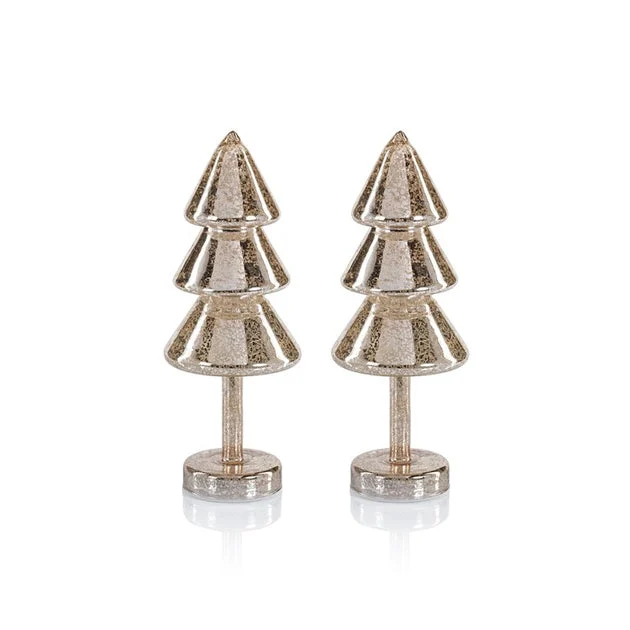 Crimbo Sparkle Layered Cone LED Trees Set of 2