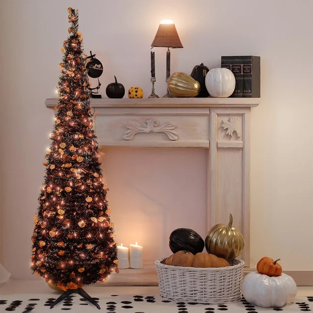 6' Pre-Lit Pop-Up Jack-O'-Lantern Artificial Halloween Tree with Orange Lights