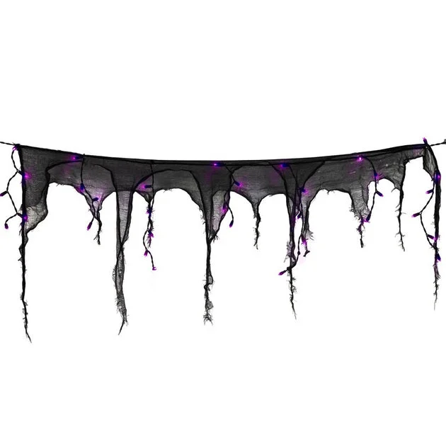 4' x 2' Pre-Lit Purple LED Halloween Gauze Drape Lights