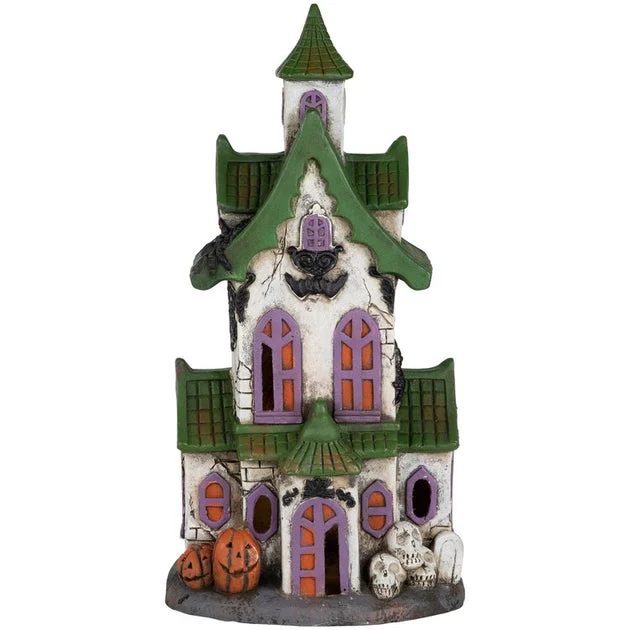 22.75" LED Lighted Haunted House with Skulls Halloween Decoration