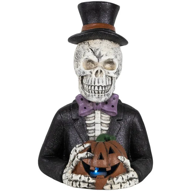 23.5" LED Lighted Skeleton with Jack-O'-Lantern Halloween Decoration