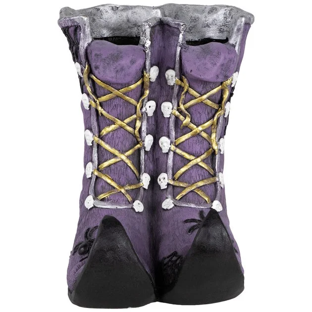 15" Purple Ceramic Witch's Boots Halloween Decoration