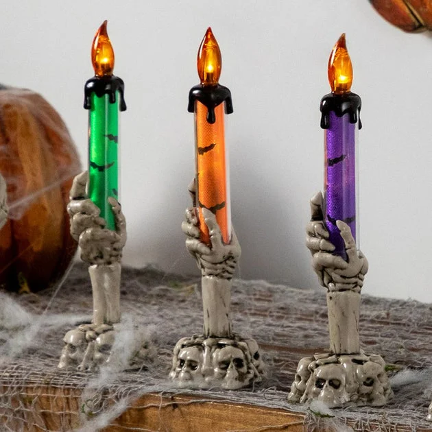 8.25" LED Lighted Skeleton Hand Halloween Candles Set of 3