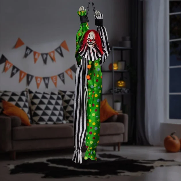 5' Animated Shaking Clown with Sound Hanging Halloween Decoration