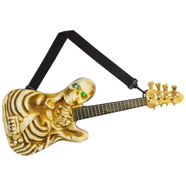 22.75" Lighted Rockin' Skeleton Guitar with Sound Halloween Decoration