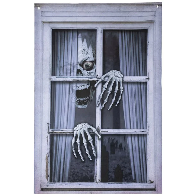 46" Scary Skeleton Fake Window Halloween Decoration