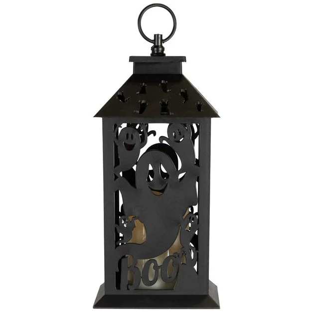 11" LED Lighted Ghosts Halloween Candle Lantern - Black