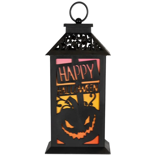 11" LED Lighted Jack-O'-Lantern Happy Halloween Lantern - Black