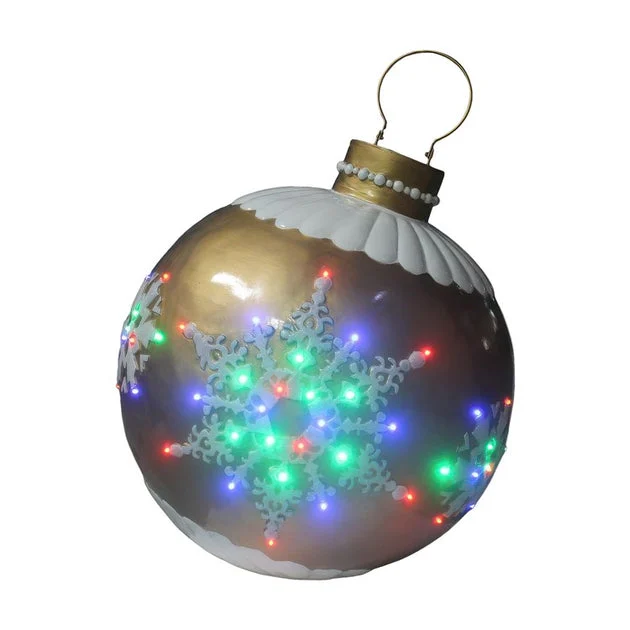 Pre-Lit Outdoor Ball Ornament - Gold