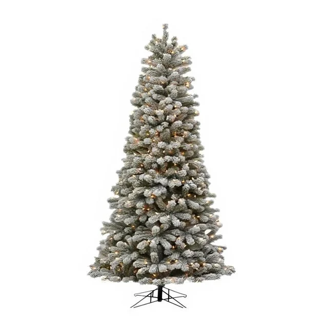 7.5' Pre-Lit Oregon Flocked Slim Artificial Christmas Tree with 400 Clear Staylit Lights