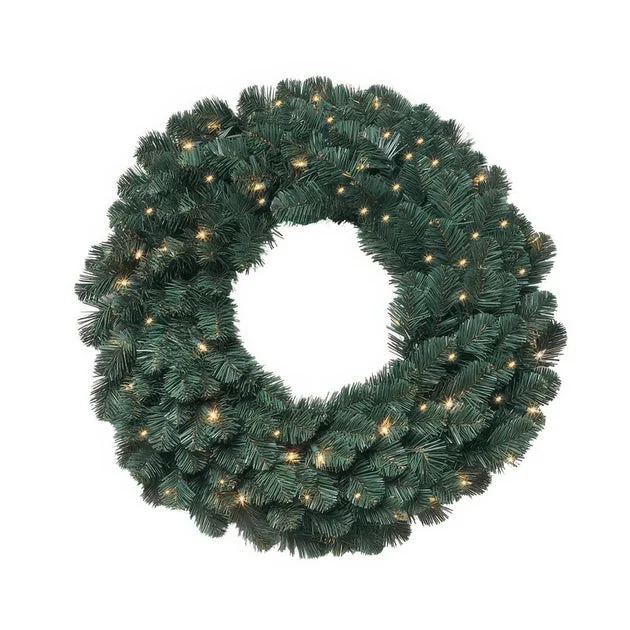 30" Pre-Lit Oregon Fir Artificial Christmas Wreath with 70 Clear Standard Lights
